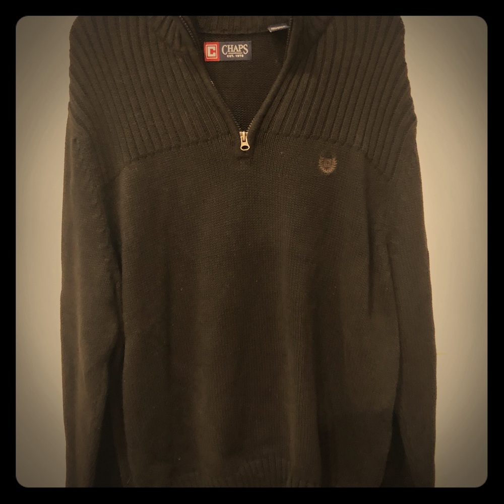Chaps Large Black 1/4 zip sweater